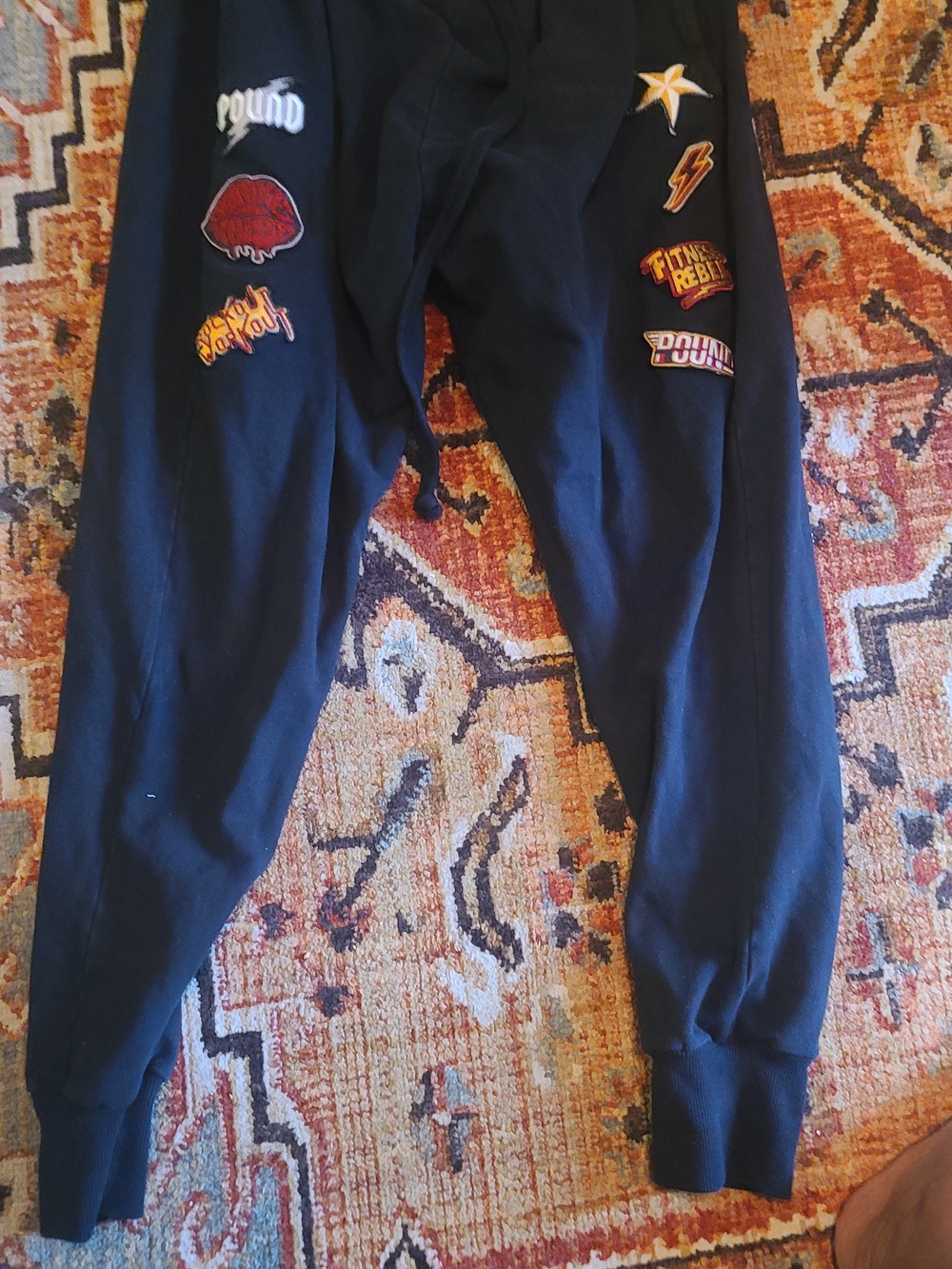 Pound Fit Black Kids Jogger Sweatpants with Patch Details